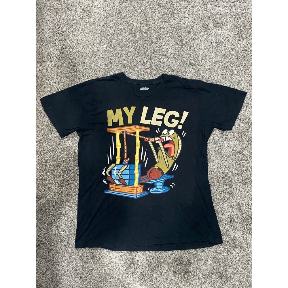 Nickelodeon T-Shirt SpongeBob SquarePants My Leg Fred the Fish Graphic Black L
